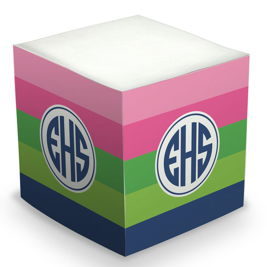 Bold Pink, Green & Navy Sticky Memo Cube